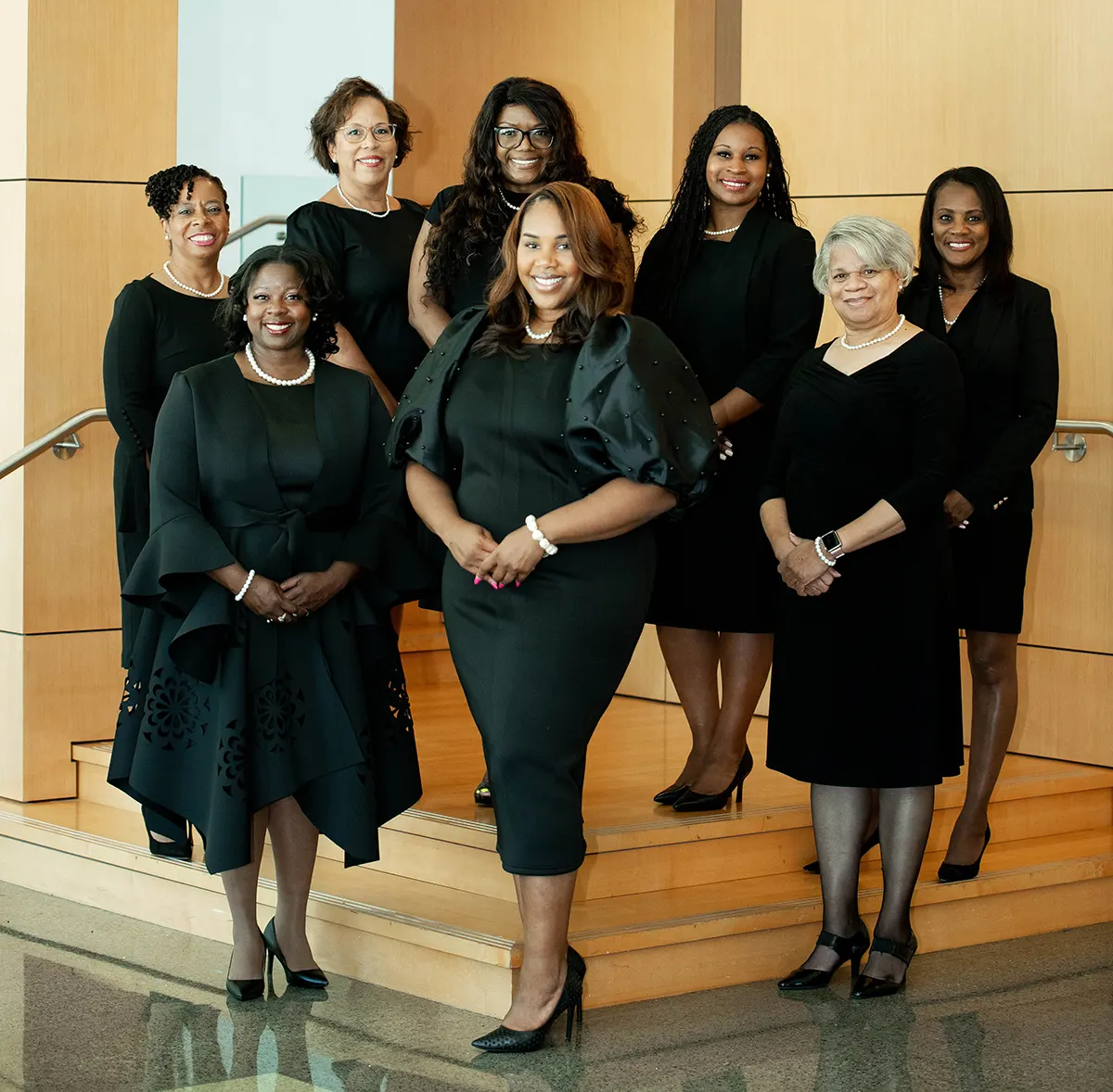 Upper Row – Left to Right: Sharon Temple, Gina Brown, Theresa Austin, Erica Thompson, 
Alisa Simmons.
Lower Row – Left to Right: Dr. Sylonda Burns, Carisma Ramsey Fields, Linda Tezeno.
